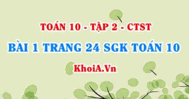 Bài 1 trang 24 SGK Toán 10 tập 2 Chân trời sáng tạo